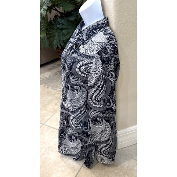 Talbots Floral Ruffle Button Up Shirt Blue Cottage Prairie Long Sleeve Size M - Picture 3 of 9